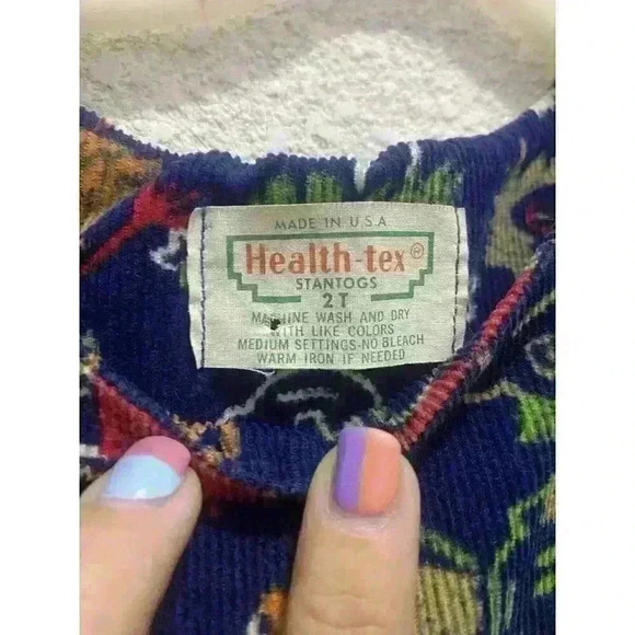 Vintage 70s Health Tex Stantogs Corduroy Overalls Baby 2T‎ USA Blue - Picture 3 of 6